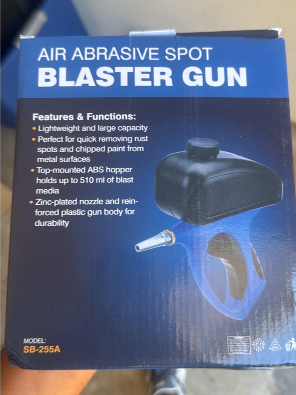 Air Abrasive Spot Blaster Gun SB-255A 510ML Sandblasting Tool